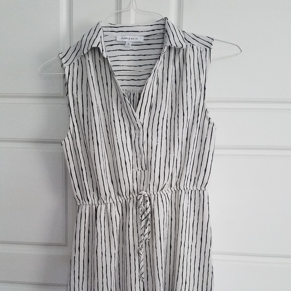 Striped collared shirt dress